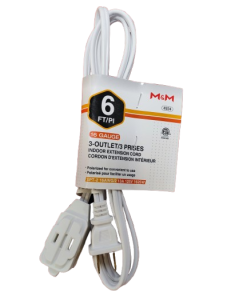 INDOOR EXTENSION CORD 6 FT 3 OUTLET 2 PIN 4934 $2.25 /UNIT (PACK OF 12)