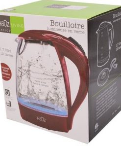 HAUZ LIVING 1.7 LITER/7 CUP CORDLESS GLASS KETTLE RED