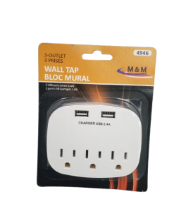 WALL TAP 3 OUTLET 2 USB 4946