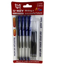4 PCS GEL INK PEN WITH REFILL (PACK OF 12)