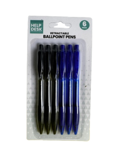 6 PCS RETRACTABLE BALLPOINT PENS (PACK OF 12)