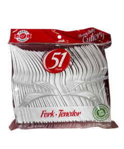 HEAVY DUTY CUTLERY FORK 51PCS WHITE (24 PACKS)