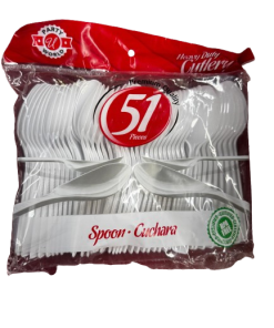 HEAVY DUTY CUTLERY SPOON 51PCS WHITE (24 PACKS)