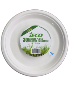 10" BAGASSE PLATE 30 PCS (PACK OF 6)